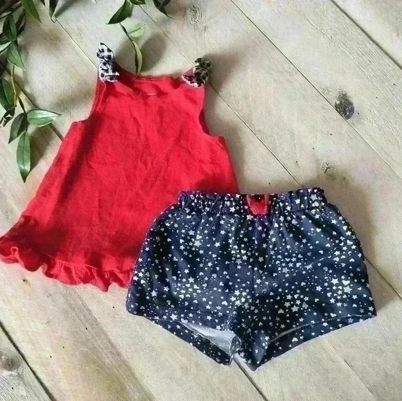 First Impressions Star Checkered Print Shorts Tank Top Set 6-9 Months Baby Girl - Picture 1 of 4
